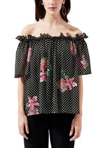 s.Oliver BLACK LABEL, Damen Off Shoulder-Bluse, Rosa / Schwarz
