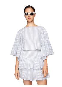 EDITED, Damen Bluse 'Inara', Grau / Weiß
