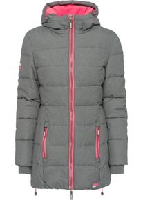 Superdry, Damen Steppjacke 'TALL SPORTS PUFFER', Dunkelgrau / Pink