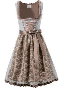 Marjo, Damen Dirndl kurz mit seitlichem Zipp, Blau / Taupe
