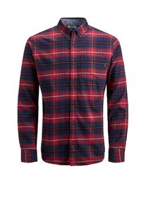 Jack & Jones JACK & JONES, Herren Langarmhemd, Nachtblau / Rot