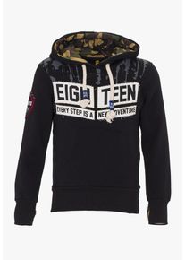 PLUS EIGHTEEN, Herren Kapuzenpullover, Schwarz / Offwhite