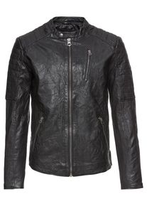 Jack & Jones JACK & JONES, Herren Lederjacke 'JJVRICHARD LAMB LEATHER JACKET NOOS', Schwarz