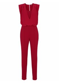 Heine, Damen Overall mit Chiffonbesatz, Karminrot