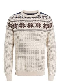 PRODUKT, Herren Pullover 'Grandad', Creme / Navy / Kastanienbraun