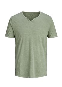Jack & Jones JACK & JONES, Herren Split-Neck T-Shirt, Gr&uuml;nmeliert