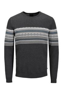 PRODUKT, Herren Strickpullover, Hellblau / Dunkelgrau / Wei&szlig;