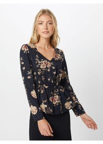 boohoo, Damen Bluse 'Peplum Blouse with V Neck', Navy / Mischfarben