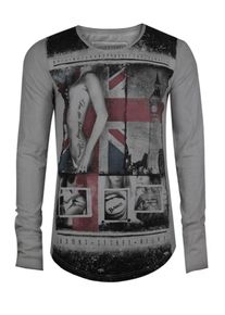 Trueprodigy, Herren Shirt 'London Secrets', Grau / Rot / Schwarz