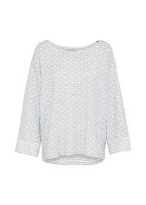 EDC by Esprit, Damen Langarm Shirt mit Muster, Hellgrau / Weiß