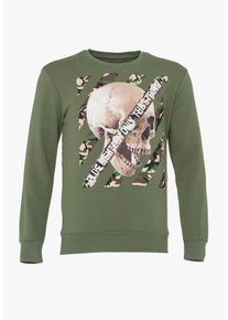 PLUS EIGHTEEN, Herren Sweatshirt, Khaki / Offwhite