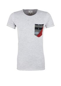Q/S Designed By, Herren Flammgarnshirt mit Kontrasten, Hellgrau