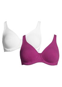 Petite Fleur, Damen Minimizer-BH mit B&uuml;gel (2 Stck.), Lila / Perlwei&szlig;