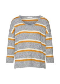 Pieces, Damen Pullover 'DELSI', Grau / Orange / Wei&szlig;