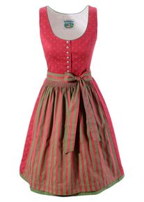 Turi Landhaus, Damen Dirndl midi, Khaki / Rot