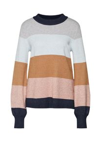 Vila, Damen Pullover 'VIRIL L/S BALLOON BLOCK KNIT TOP-FAVNXKA', Türkis / Braun / Grau