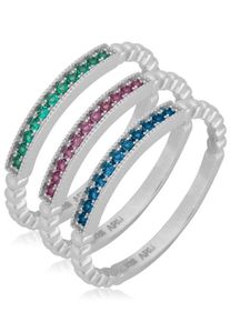 Firetti, Damen Ring-Set (Set, 3 tlg.), Blau / Grün / Eosin / Silber