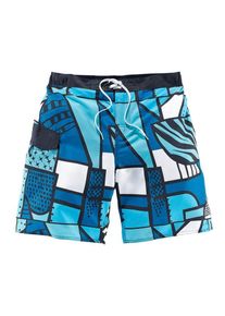 Bench, Herren Badeshorts kurz, Blau / Türkis / Weiß