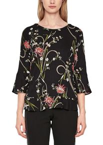 s.Oliver BLACK LABEL, Damen Printbluse mit Volantärmeln, Mischfarben / Schwarz