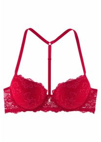 Lascana, Damen Push-up-BH mit T-Back und Vorderverschluss, Rot