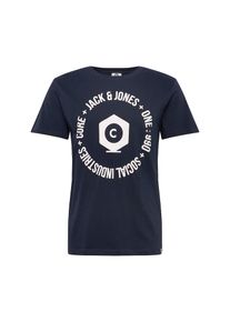 Jack & Jones JACK & JONES, Herren Shirt 'AUBA TEE', Dunkelblau / Weiß