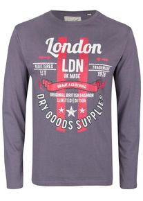Soulstar, Herren Longsleeve, Grau / Hellrot / Weiß