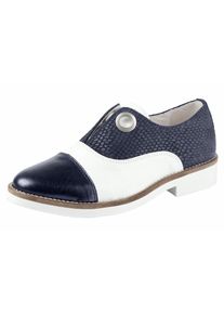 Heine, Damen Slipper, Marine / Weiß