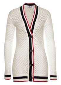 AJC, Damen Strickjacke, Rot / Schwarz / Wollwei&szlig;
