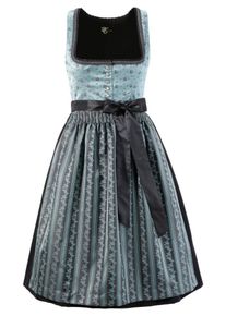 Turi Landhaus, Damen Dirndl midi mit Carré-Ausschnitt, Hellblau / Dunkelblau