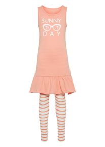 name it, M&auml;dchen Kleid-Leggings-Set, Pfirsich / Wei&szlig;