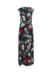 Street One, Damen Kleid 'Print V-neck Long', Dunkelblau / Mischfarben
