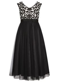 Apart, Damen Abendkleid mit Ornaten, Creme / Schwarz