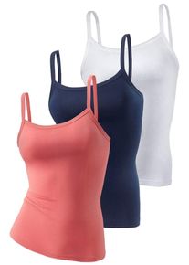 H.I.S. H.I.S, Damen Feinripp-Spaghettitops, Navy / Melone / Wei&szlig;