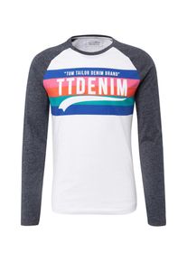 Tom Tailor Denim, Herren Langarmshirt, Blaumeliert / Weiß