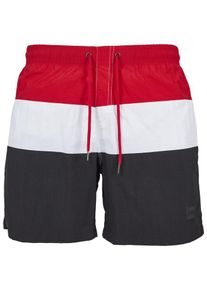 Urban Classics, Herren Badeshorts, Feuerrot / Schwarz / Weiß