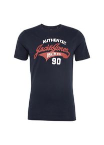 Jack & Jones JACK & JONES, Herren T-Shirt 'JJELOGO TEE SS CREW NECK TWO', Dunkelblau / Rot / Weiß