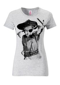 logoshirt, Damen T-Shirt, Graumeliert / Schwarz