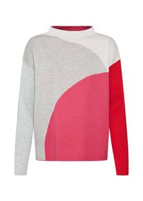 Opus, Damen Pullover 'Point', Hellgrau / Dunkelpink