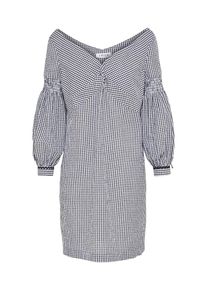 EDITED, Damen Kleid 'Lani', Rauchgrau / Weiß