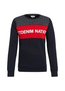 Tom Tailor Denim, Herren Sweatshirt, Dunkelblau / Rot / Weiß