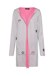 Zwillingsherz, Damen Strickjacke 'Patches', Grau / Rosa