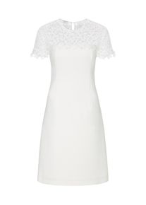Apart, Damen Kleid mit transparenter Spitze im Schulterbereich, Weiß