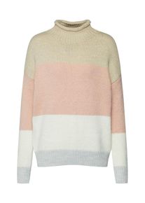GAP, Damen Pullover 'DROP SHOULDER MOCK NECK-BLOCK STRIPE', Sand