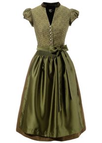 Turi Landhaus, Damen Landhaus Dirndl midi mit Metallknöpfen, Oliv