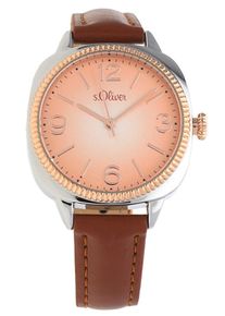 s.Oliver RED LABEL, Damen Armbanduhr 'SO-15135-LQR', Braun / Rosegold