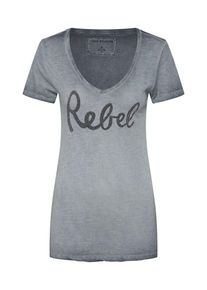 True Religion, Damen Shirt 'VNECK REBEL', Grau