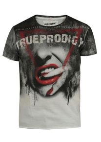 Trueprodigy, Herren T-Shirt 'Red Lips', Rot / Schwarz / Offwhite