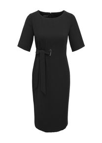 Apart, Damen Kleid mit seitlichem Bindegürtel, Schwarz