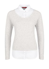 s.Oliver RED LABEL, Damen Pullover, Hellgrau / Wei&szlig;