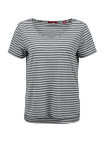 s.Oliver RED LABEL, Damen Ringelshirt, Grau / Wei&szlig;